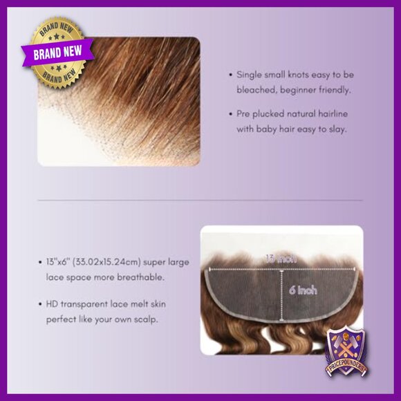 13x6 HD Lace Frontal with 3 Body Wave Human Hair Bundles Virgin Hair main image 2